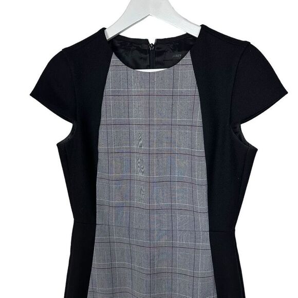 J. Crew Wool Plaid Sheath Dress size 0 Grey Black Maroon Stretch Business Career - Picture 7 of 12